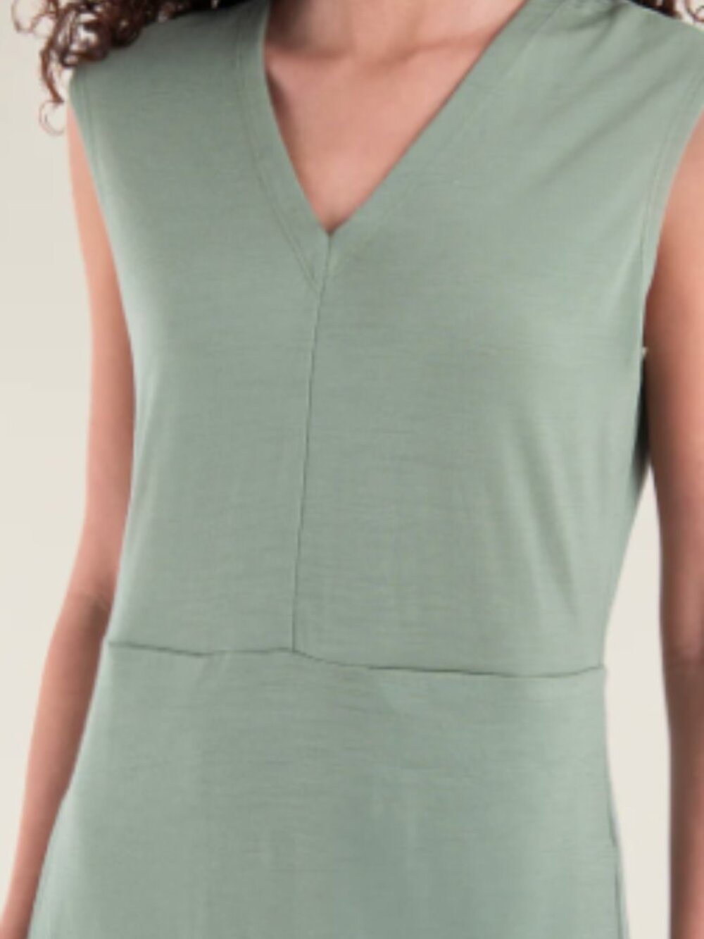 Women's Merino 200 Granary Sleeveless V Neck Dress by ICEBREAKER GREEN